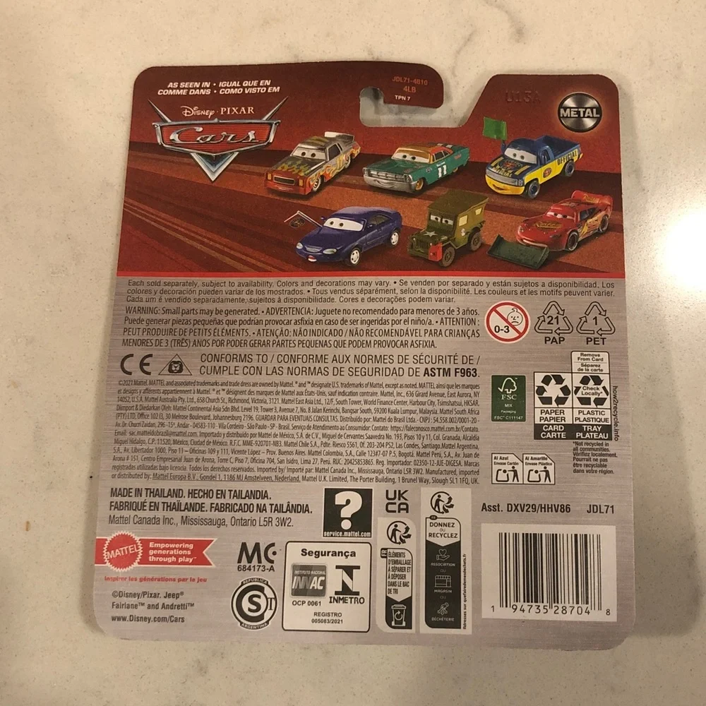 Mattel Pixar Cars Ryan Shields Die-Cast Toy Car - Teal and Yellow